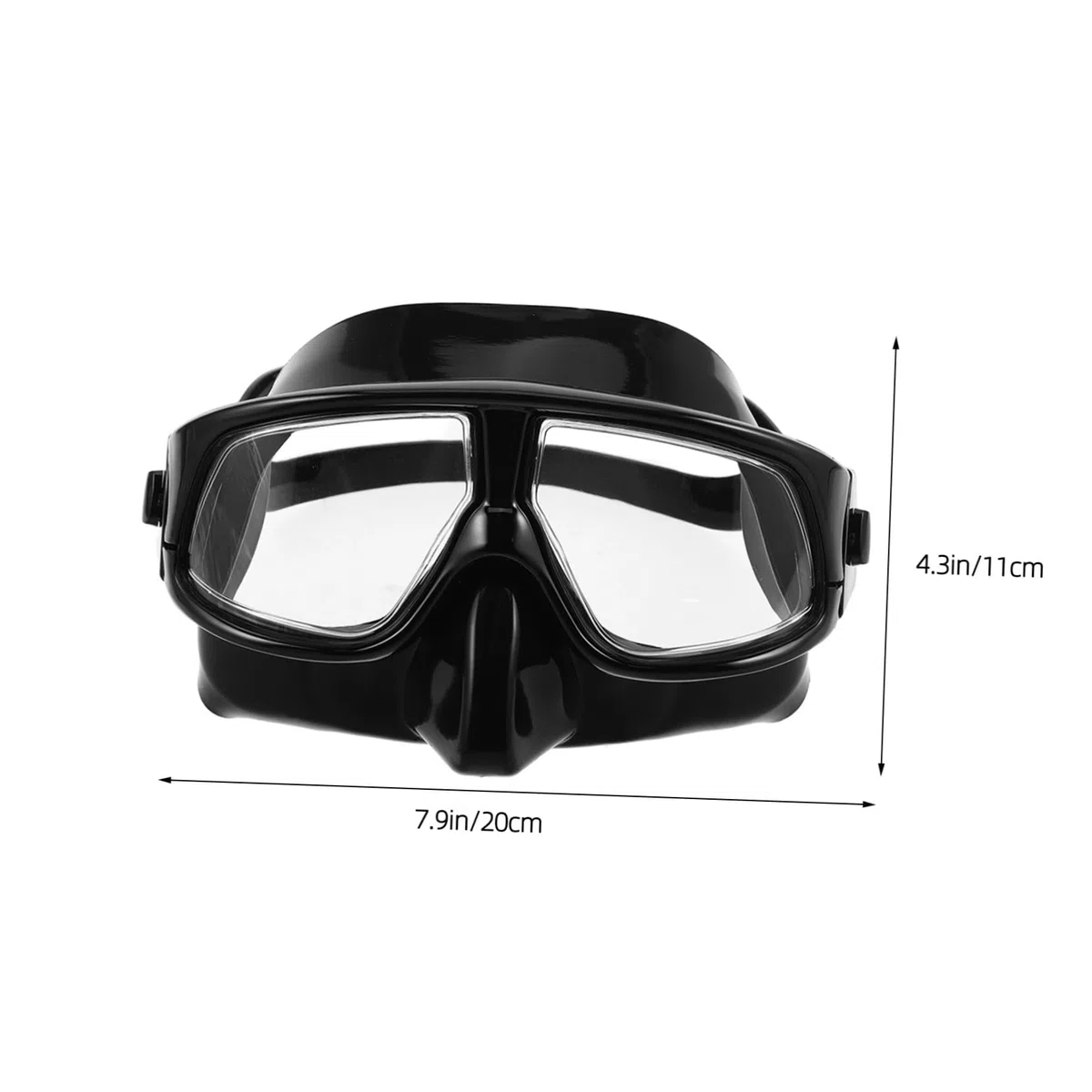 Maschera Subacquea Nera in Silicone con Cinghia Regolabile | Campo Visivo Esteso a Volume Ridotto, per Snorkeling e Nuoto in Piscina, per Adulti