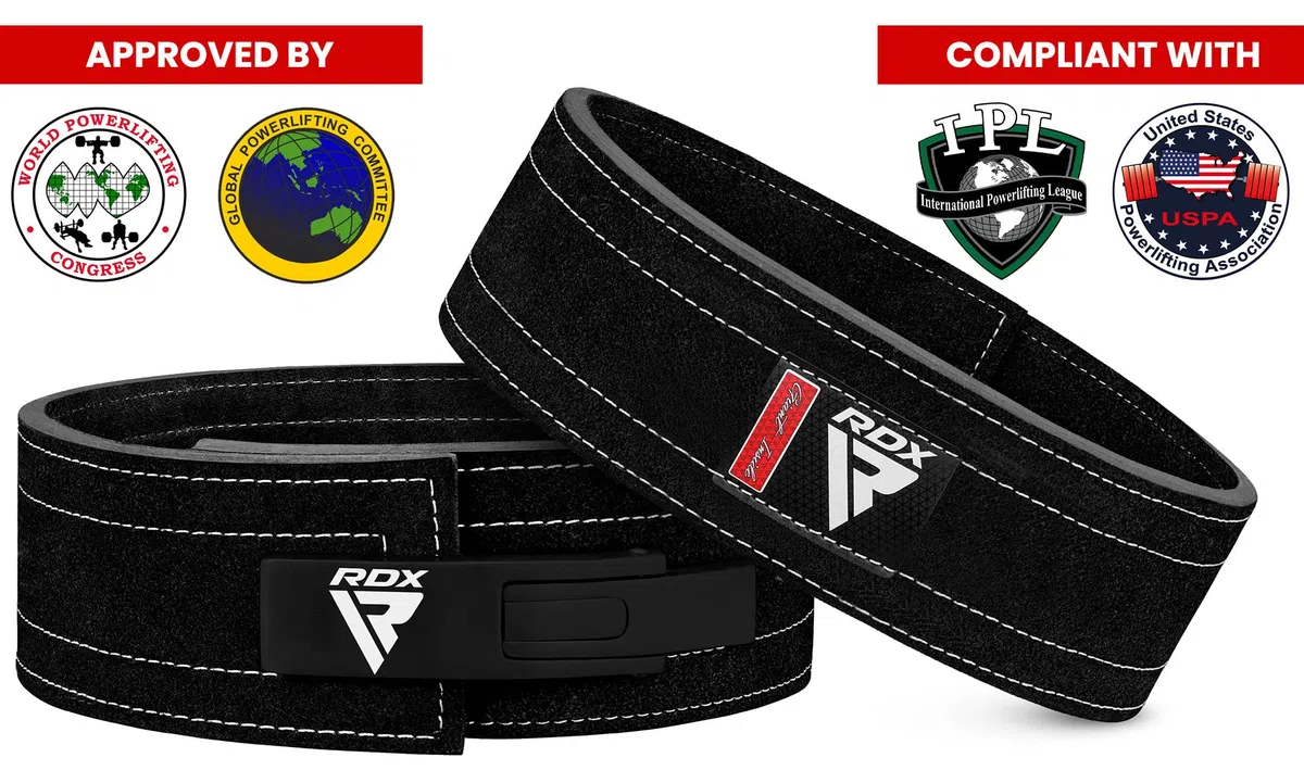 RDX 4” Cintura Palestra Sollevamento Pesi Powerlifting Pelle, 10mm Approvato da IPL USPA, 10 Regolabile Fori, Pesistica Leva Fibbia Belt per Bodybuilding Fitness Gym Allenamento Schiena Sostegno Uomo