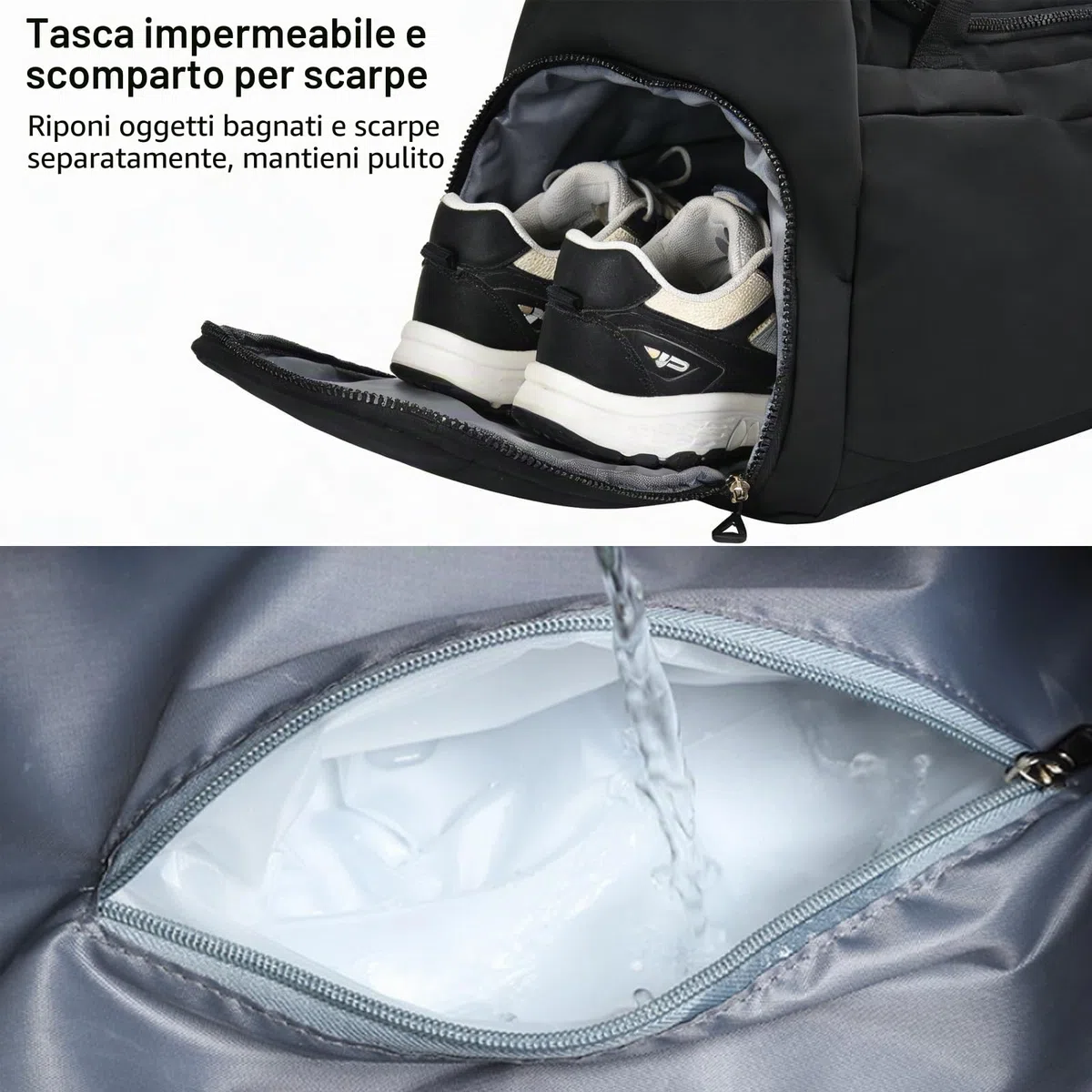 Borsone da palestra per donne e uomini, 31L, borsa da viaggio sportiva con scomparto per scarpe e tasca per capi bagnati, tracolla imbottita per fitness e allenamento, borsa sportiva grande da viaggio