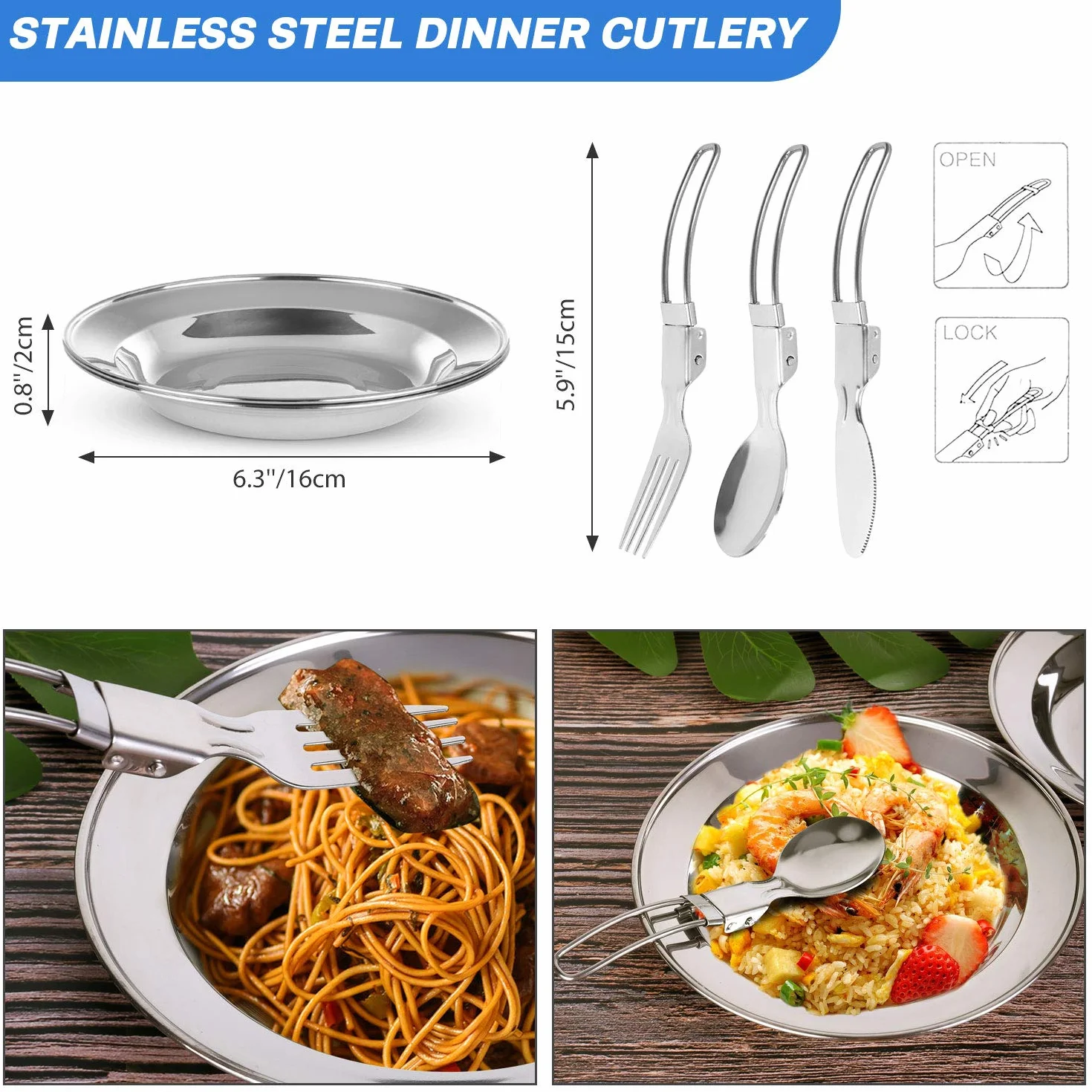 Odoland Pentole Kit da Campeggio, Set di Pentola e Padella Leggera e Antiaderente con Teiere Tazze in Acciaio Inossidabile Piatti Forchette Coltelli Cucchiai per Campeggio Trekking