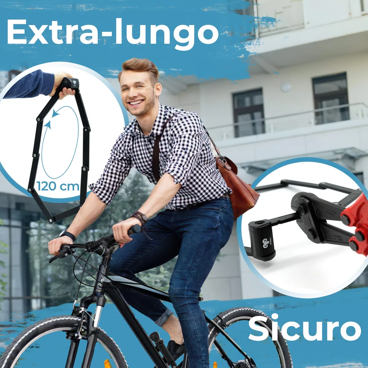 WIDDER Antifurto pieghevole per bici molto sicuro | 120 cm | con 4 chiavi | Lucchetto pieghevole per bicicletta con staffa | ideale come antifurto per e-bike, e-scooter, bici | Bike Lock