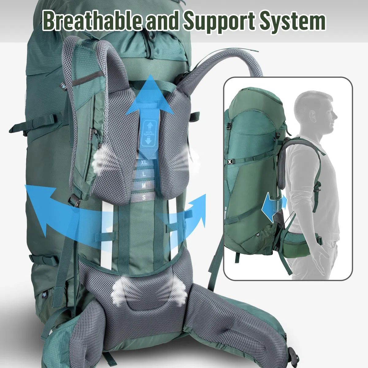 Night Cat 100L Zaino da Hiking Trekking: Unisex Grande Zaino da Travel Per Gli Uomini Donne di Esplorazione Viaggio Avventura
