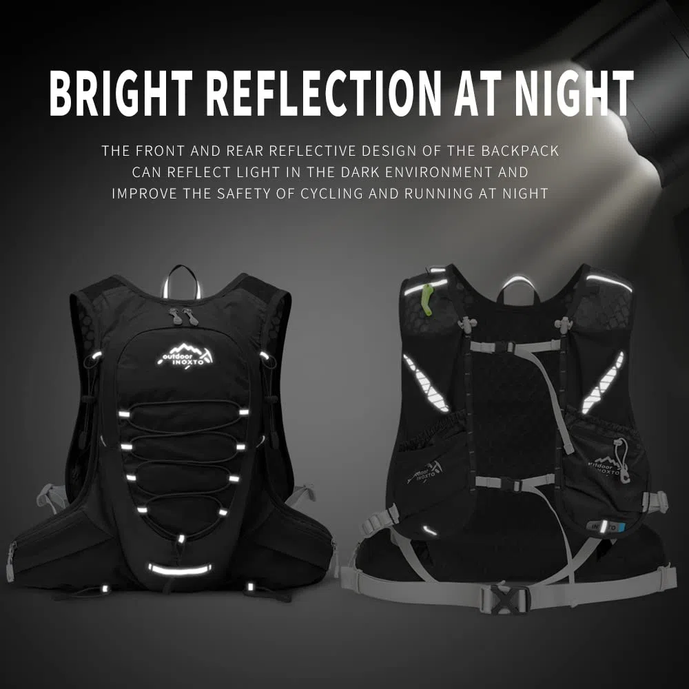 IX INOXTO Gilet idrico da corsa per uomo e donna, zaino per corsa, 3 l, per corsa, corsa, trail running, maratona, corsa, escursionismo (nero bianco)