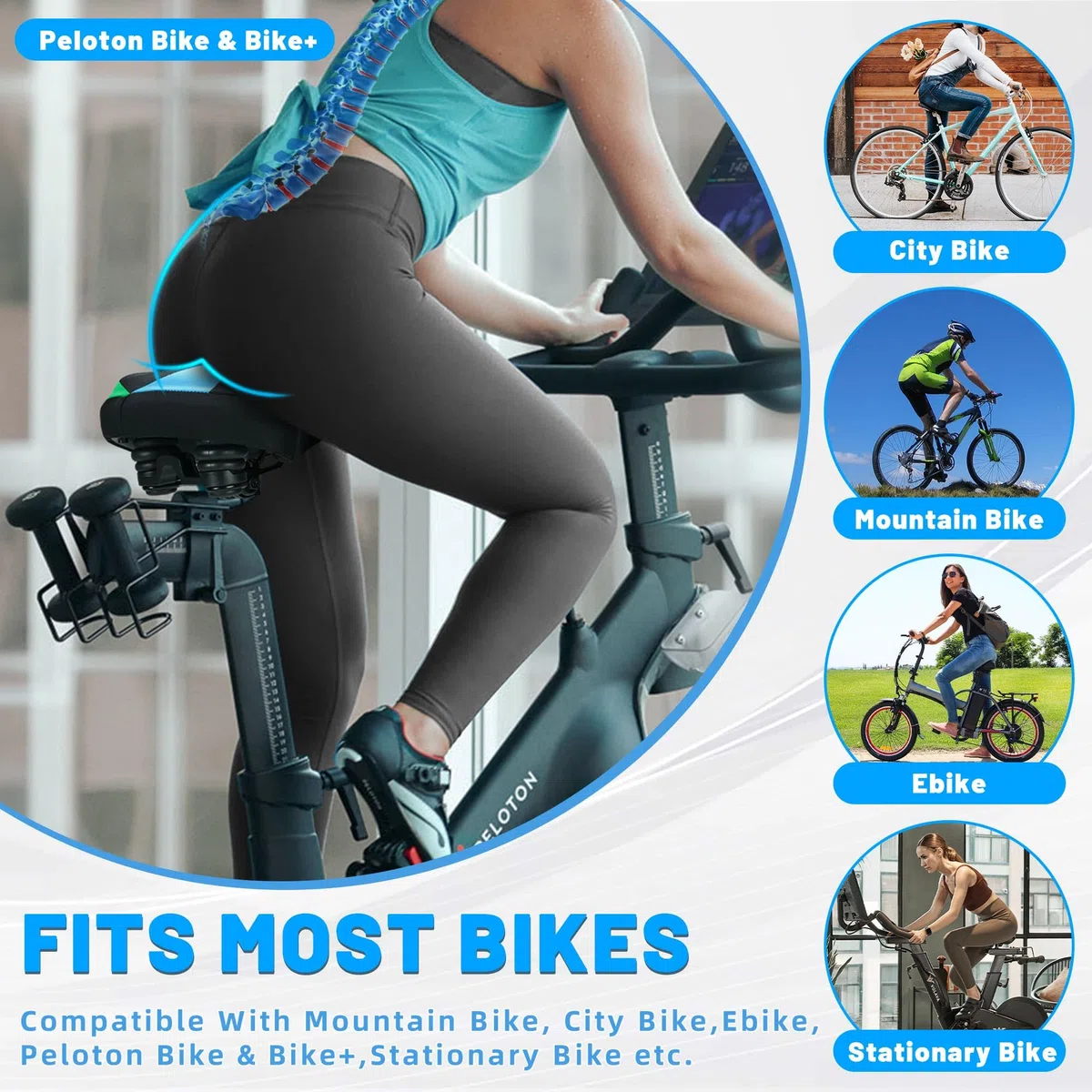 CDYWD Sella Bici Comoda Uomo Donna, Sellino Bici Morbido in gel, Larga, Con Sospensione, Traspirante, Ergonomica Sedile Bici per Biciclette da MTB, City Bike, Ebike, Cyclette