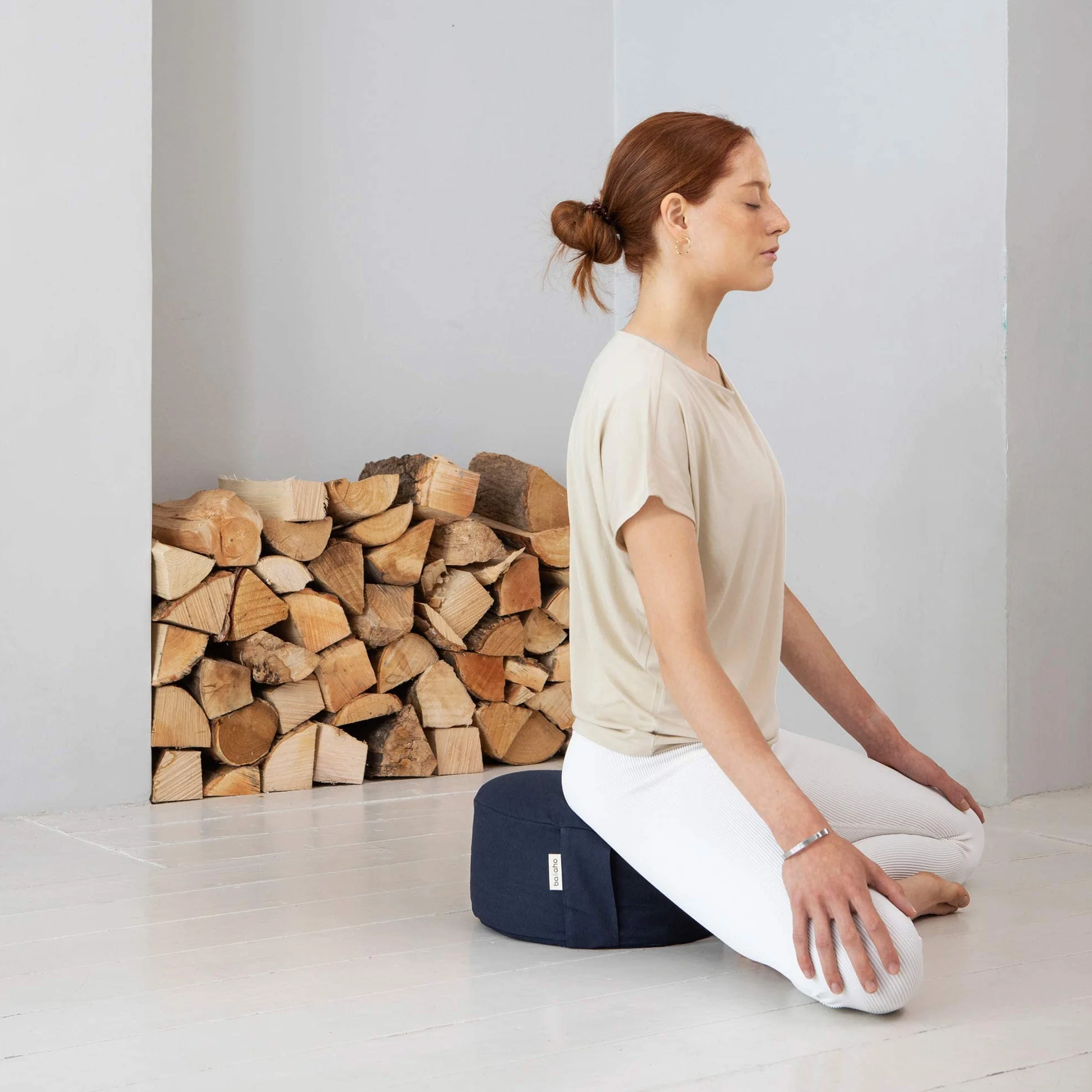 basaho WHEEL Zafu Cuscino da Meditazione | Cotone Organico | Gusci di Grano Saraceno | Rivestimento Lavabile Rimovibile