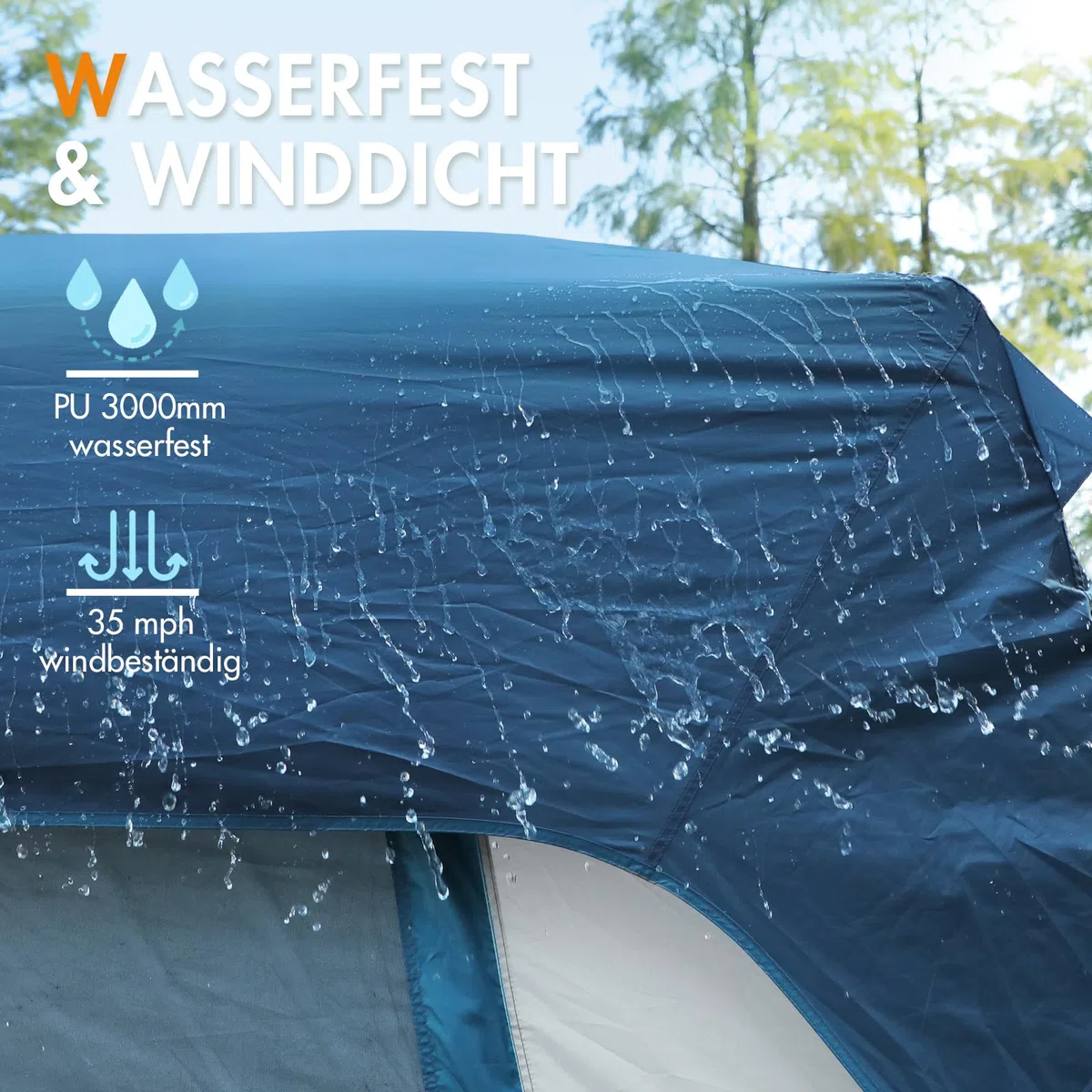 PORTAL Tenda posteriore 4-5 persone 2 in 1 Tenda auto con tenda da sole 305x245x220cm 2000mm impermeabile Tenda familiare Tenda da festival per auto Viaggi Campeggio