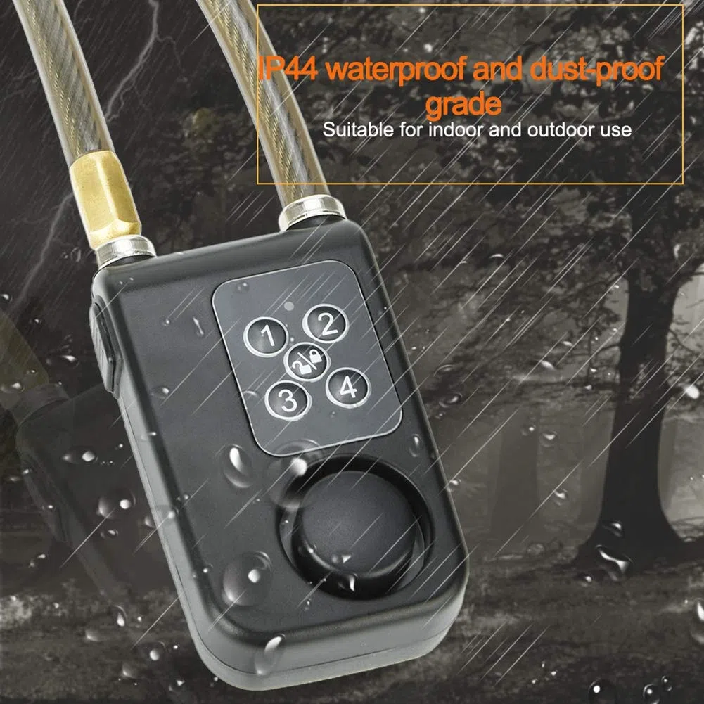 Lucchetto con codice di allarme, catena intelligente elettronica 800 x 10 mm, IP55, impermeabile, con telecomando senza fili, per moto, bici, cancello