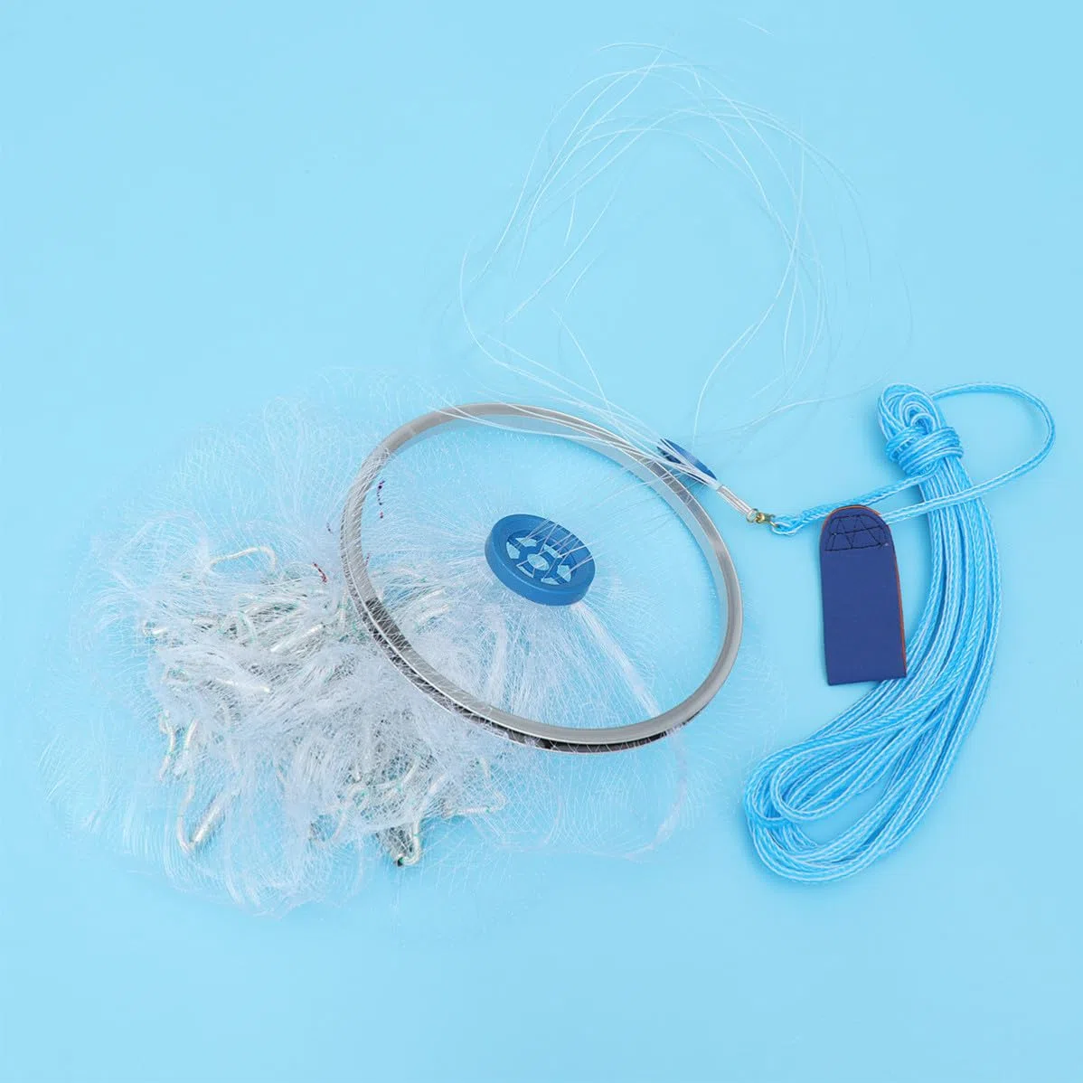 Angoily Rete da Pesca Portatile in Nailon Pieghevole per Cattura Granchi e Gamberetti per Acqua Dolci e Salate Blu Colore Casuale