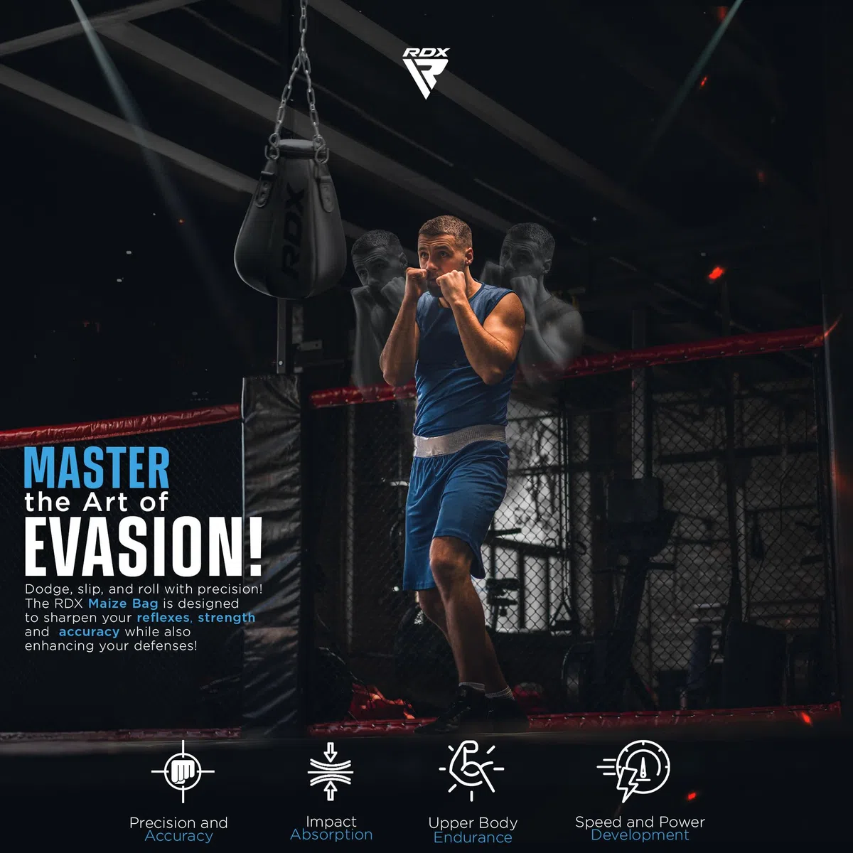 RDX 1.5FT Uppercut Pera Sacco da Boxe, Maya Hide Pelle Pesante Bag Set con Guantoni e Catena, Arti Marziali MMA Pugilato Muay Thai Kick Boxing, Casa Palestra Punch Sacchi Uomini Donne