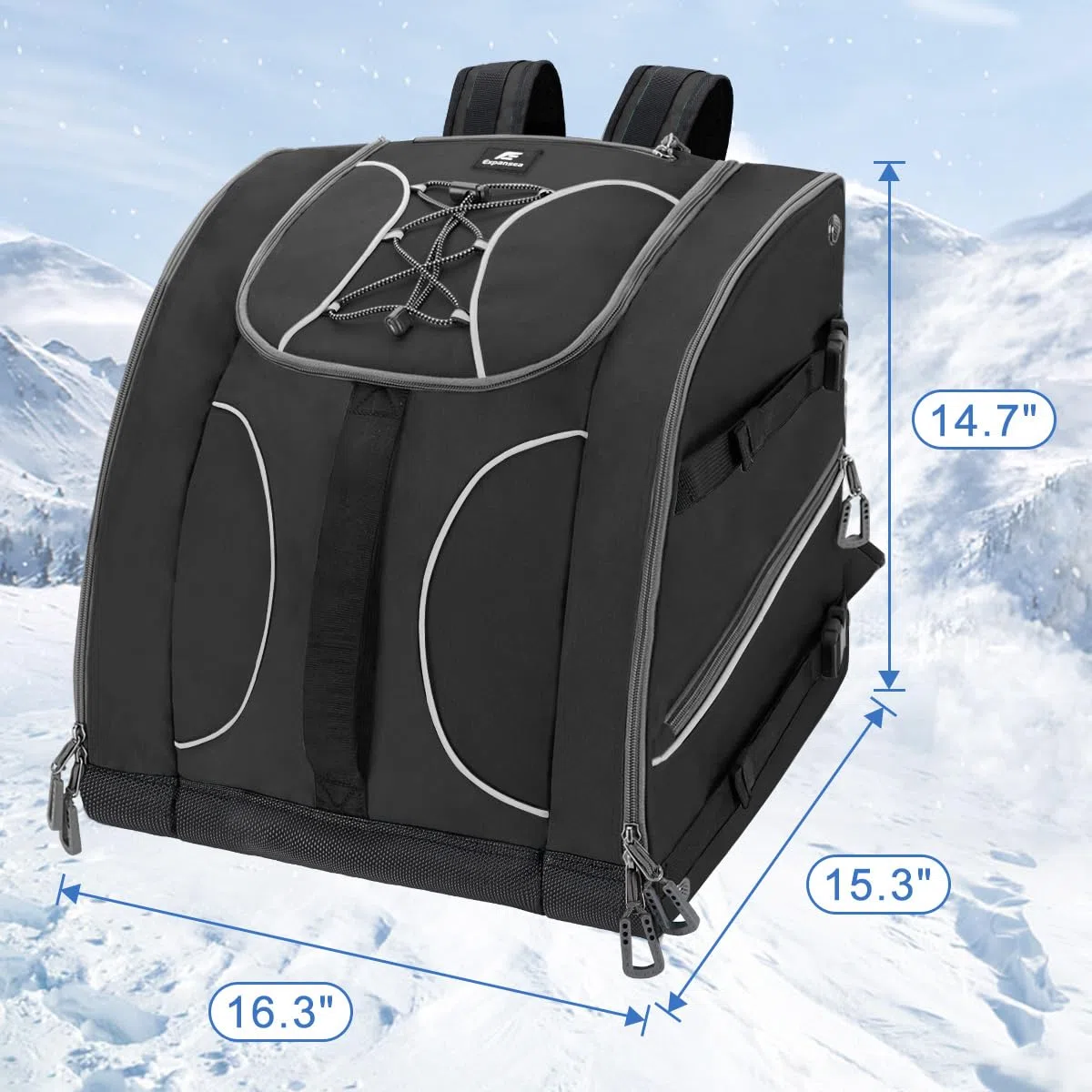 Borse per Scarponi Sci, con Scomparto per Casco e cinghie 55L, ideale per viaggi, Zaino per Scarponi da Sci Snowboard per Giacca, Casco, Occhiali di Protezione, Guanti, Scarponi da Neve