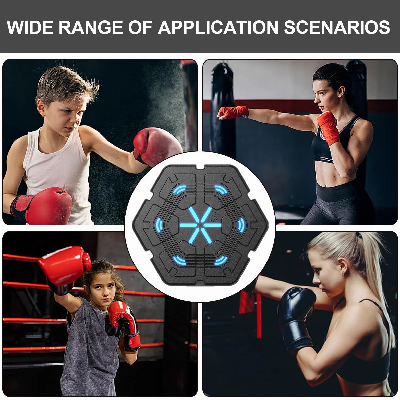 Musica Boxing Machine – Target Pads | Punzonatrice musicale – Training Punching Pads 2000 mAh Ricaricabile Montaggio a Parete per Adulti Focus Training Home Workout Famiglia Fitness Divertimento