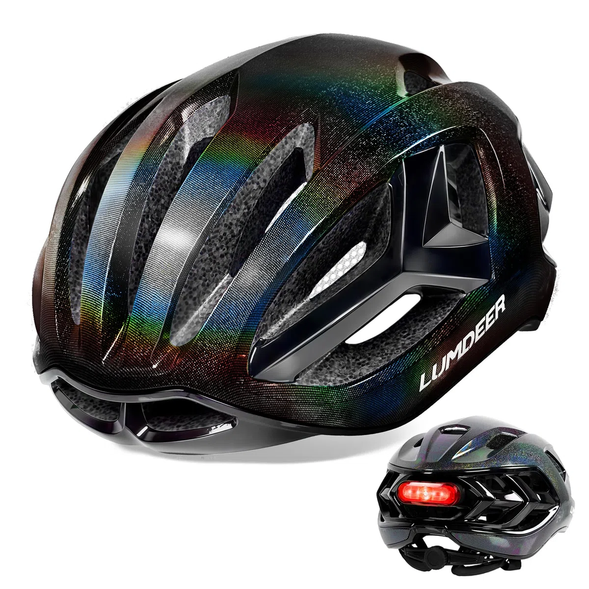 LUMDEER Ionic+ - Casco da bici per adulti con luce magnetica, fodera anti-umidità, certificato di sicurezza per ciclismo e bicicletta, con fibbia magnetica