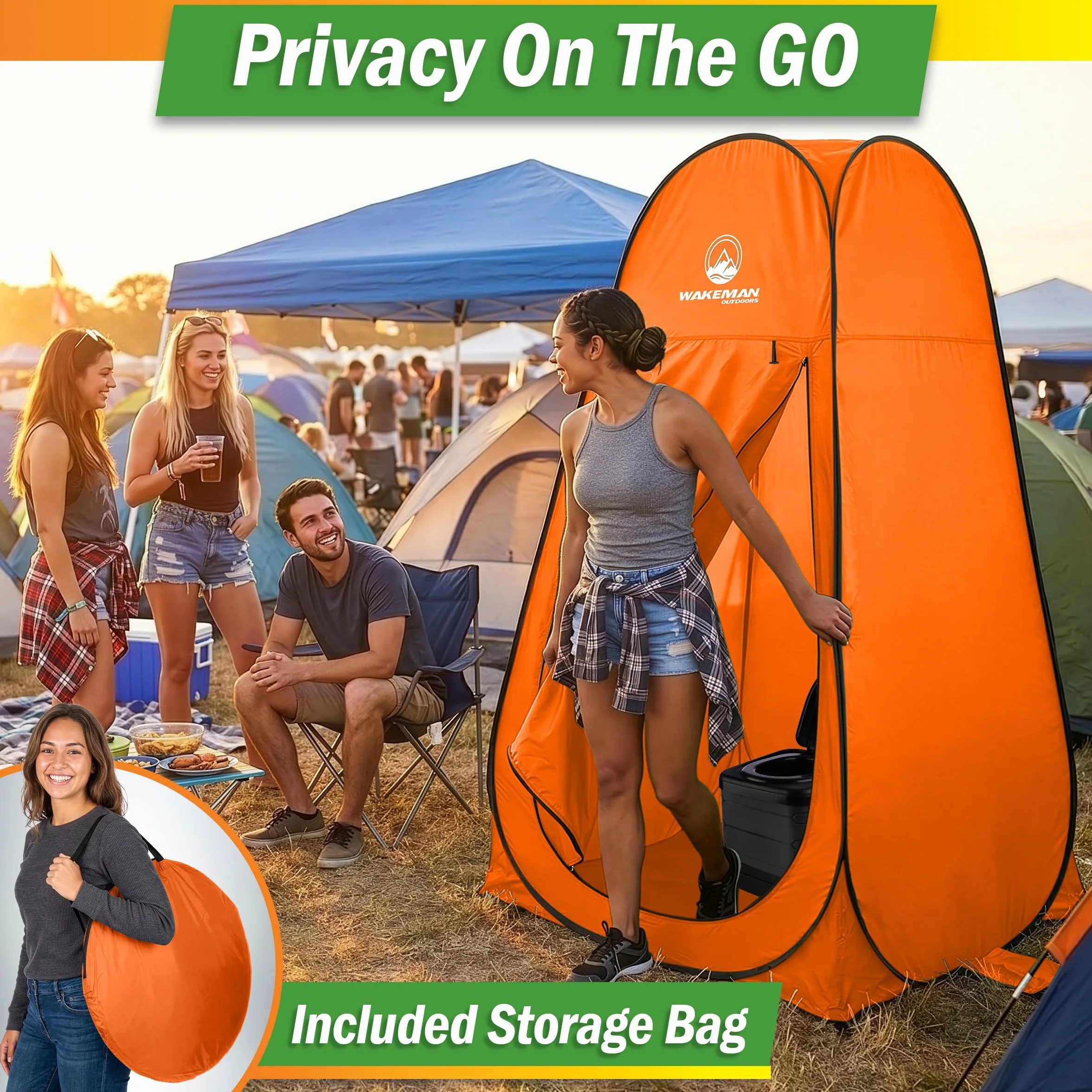 Wakeman Outdoors - Tenda pieghevole per la privacy istantanea, doccia e fasciatoio, per campeggio, spiaggia e pioggia, con borsa per il trasporto