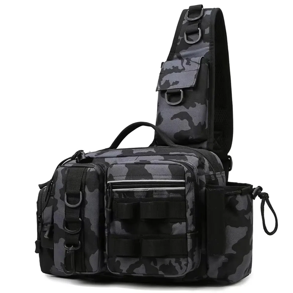 Borsa per Canna da Pesca Attrezzatura da pesca, borsa a tracolla, portaoggetti, portacanna portatile, sportiva for esterni, a volo(B - Dark Night)