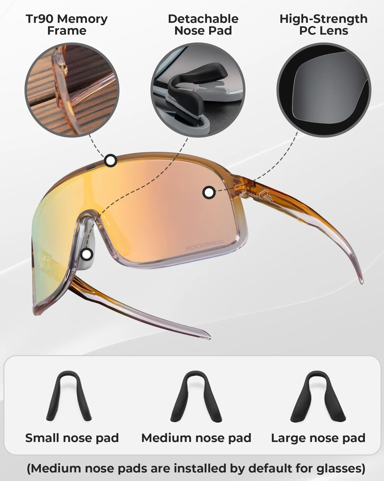 ROCKBROS Occhiali Fotocromatici Uomo Donna, Occhiali da Sole Ciclismo Sportivi Protezione UV400 Antivento, Adatto per Bici Corsa MTB Pesca Guida Running