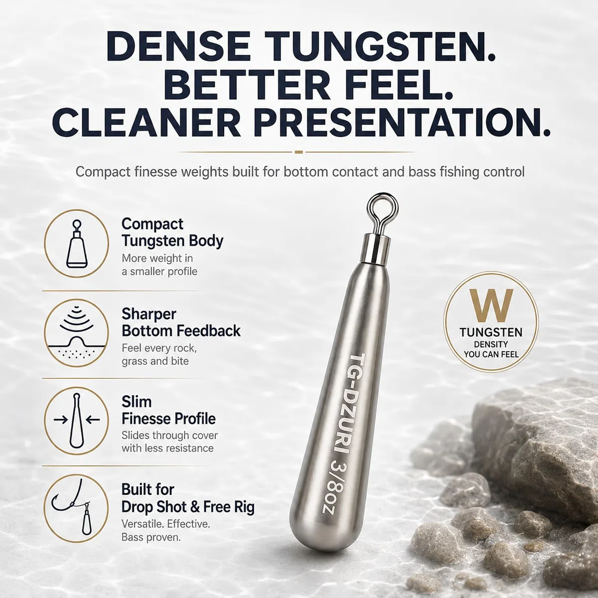 Pesi a goccia in tungsteno per pesca alla spigola, per pesca al tungsteno, con occhiello rotondo, sottile, ad alta sensibilità, dimensioni stampate, 3 colori, 3,5 g a 28,3 g