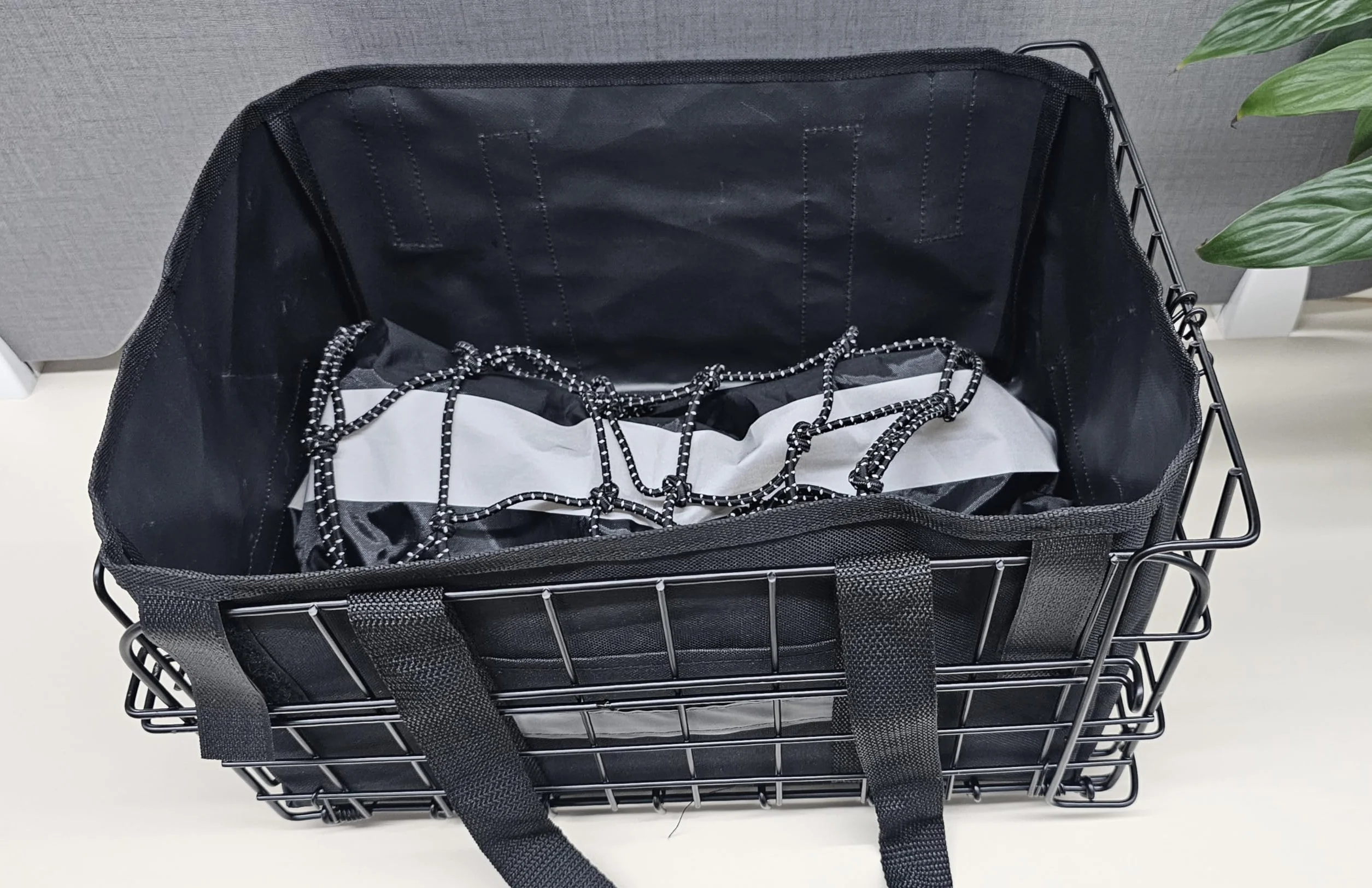 Wdmiya Cestino posteriore per bicicletta, cestino pieghevole per bicicletta con rete per bagagli, fodera portatile e copertura impermeabile per il pendolarismo, lo shopping o i viaggi brevi