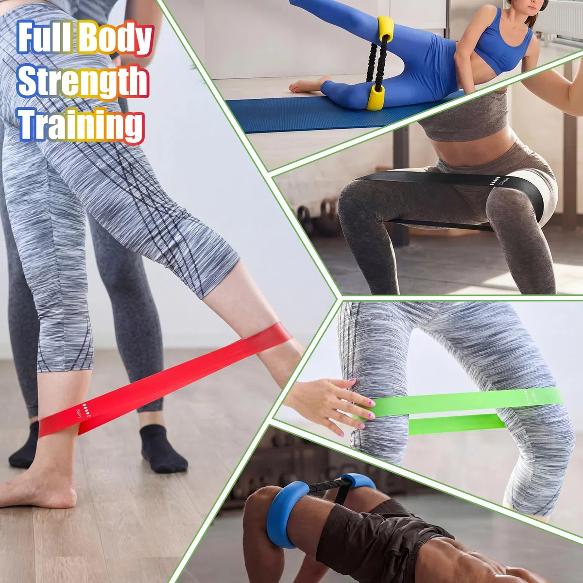 Soulchen 8 fasce elastiche di resistenza per allenamento, per allenamento, stretching, rafforzamento, gambe, glutei, braccia, attrezzature per esercizi per donne e uomini