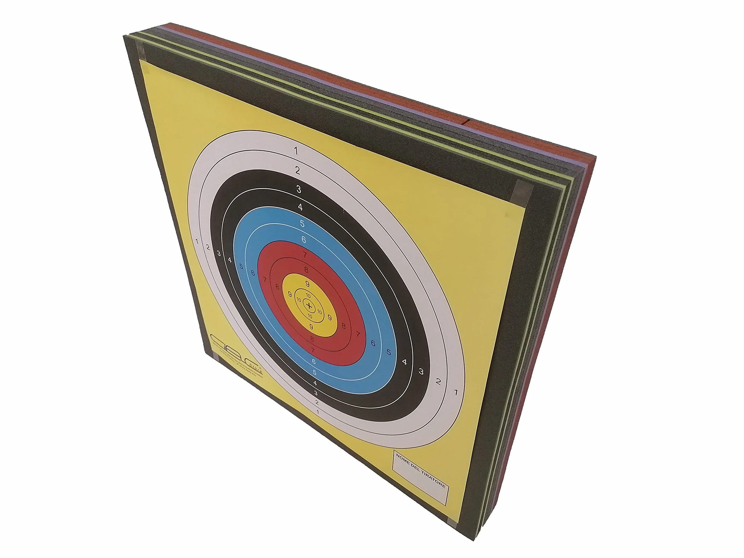 Target Bersaglio Battifreccia Batti Freccia in Schiuma 60x60x7,5cm Nero Tiro con l’Arco e n. 5 Bersagli Target Grande in Carta con Nome Tiratore