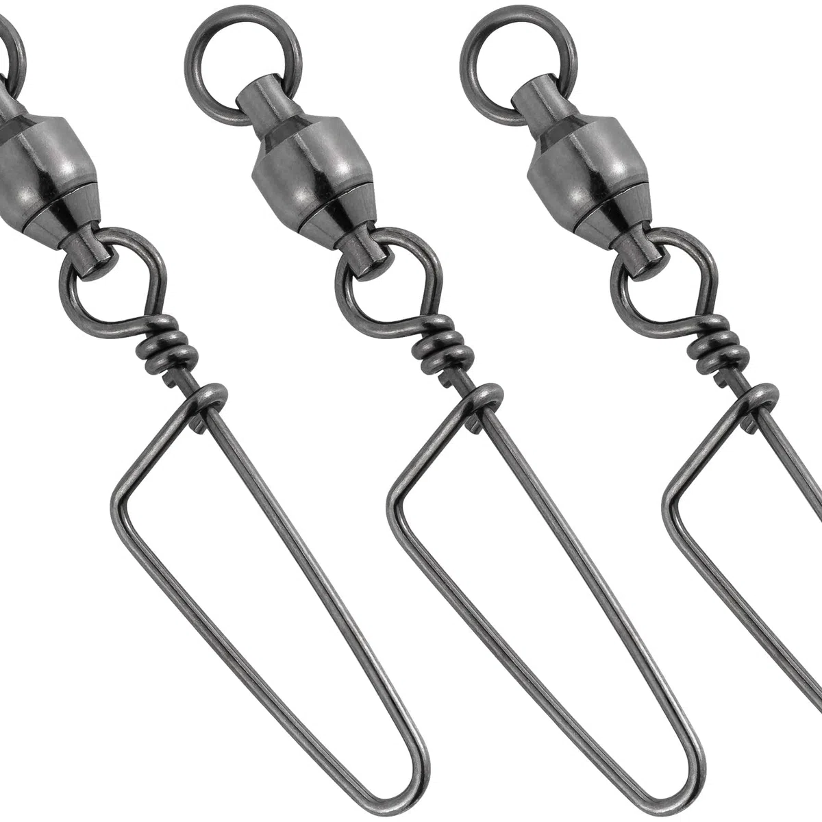Dr.Fish Confezione da 50 girelle a scatto con cuscinetto a sfera per pesca in acqua salata, attrezzatura da pesca Coastlock, clip a scatto per gru a barile, girelle terminali da 45,4 kg