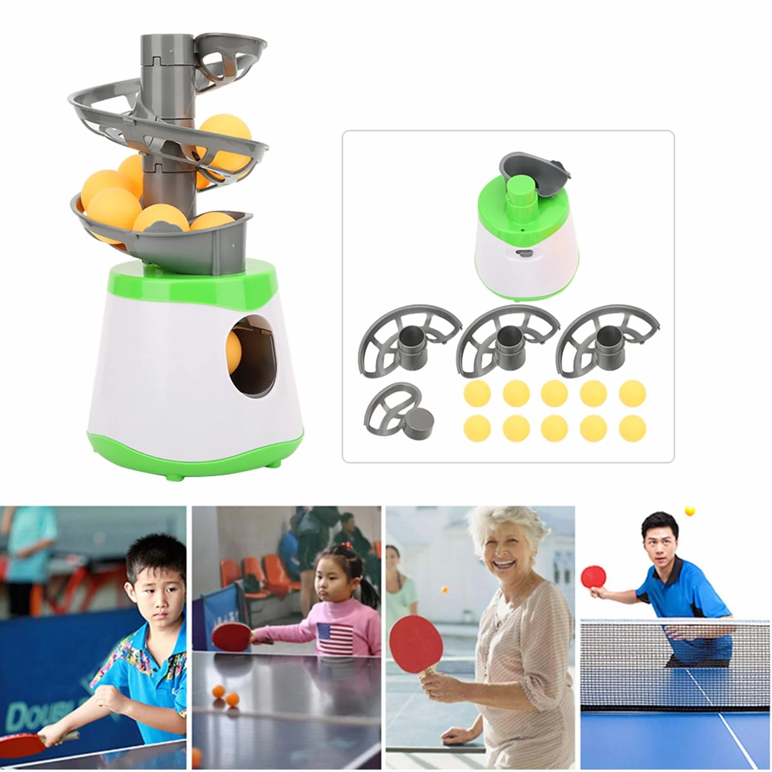 Jiawu Allenatore da Tavolo Tennis con Lanciatore Automatico di Palline ABS | Robot da pong portatile, batteria da 5000 mAh, con 10 palline per fare pratica ai bambini