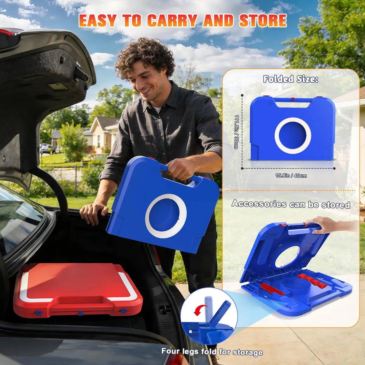 VATOS Set da Cornhole Portatile con Luci LED ed Effetti Sonori, Punteggiatore, Pieghevole – 2 Tavole e 8 Sacchetti per Giardino, Campeggio, Feste nel Posto Auto, Gioco all’Aperto per Bambini e Adulti | 2 tavole pieghevoli e 8 pouf per cortile, campeggio,