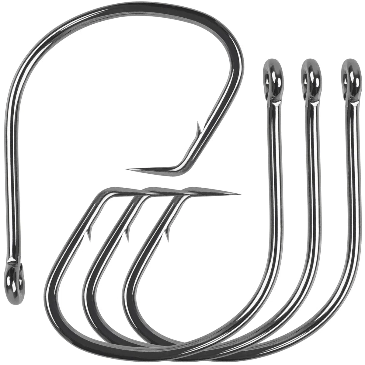 AGOOL - Ami circolari per pesca in acqua salata, 120 pezzi, gancio circolare in acciaio al carbonio ad alto tenore di carbonio, punta spinata, in nichel nero, per sport polpo, 14 misure, 10/0-120pcs