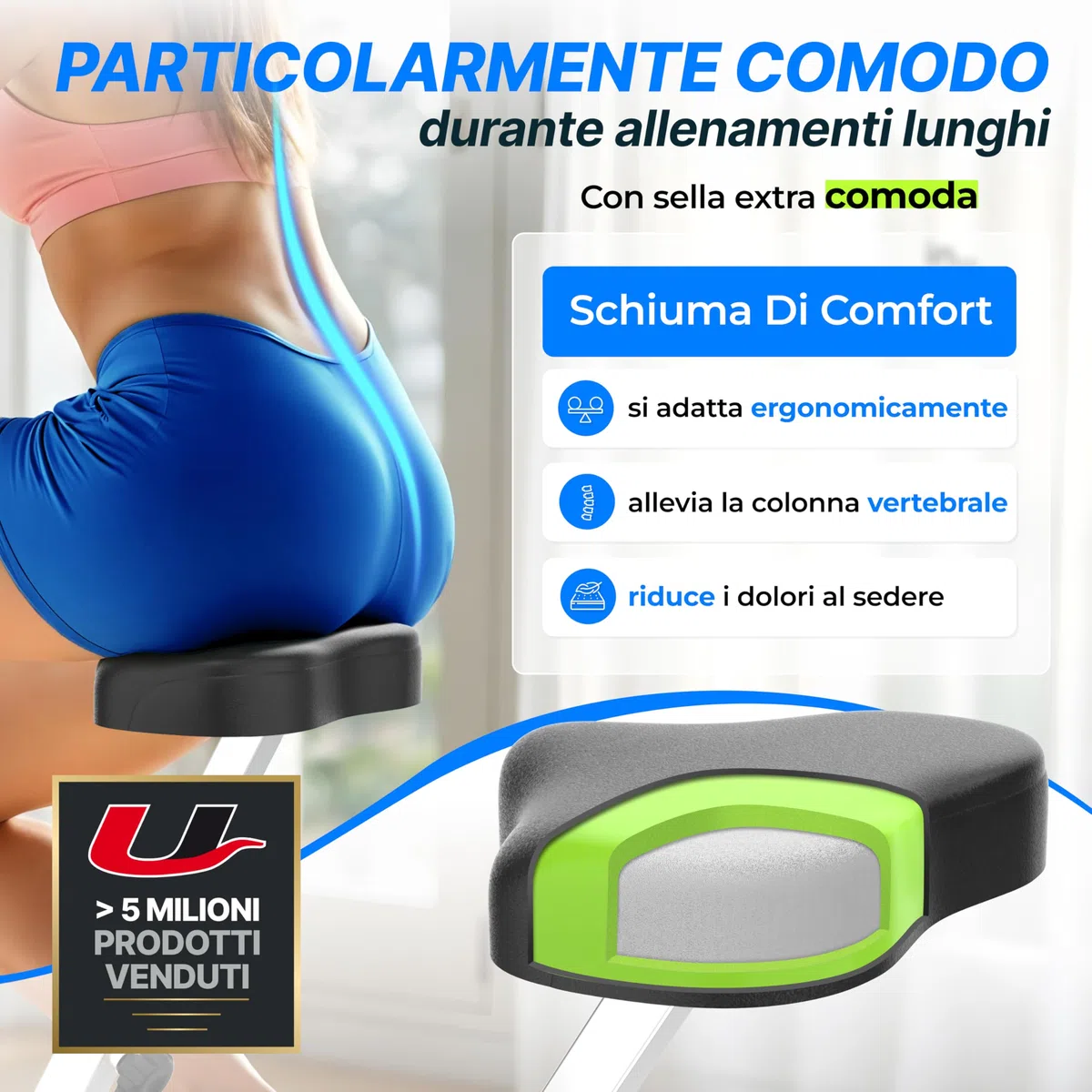 Ultrasport F-Bike 150/200, Cyclette, 8 Livelli di Resistenza, Porta Tavoletta, Sensori polso della mano, Pieghevole, Salvaspazio