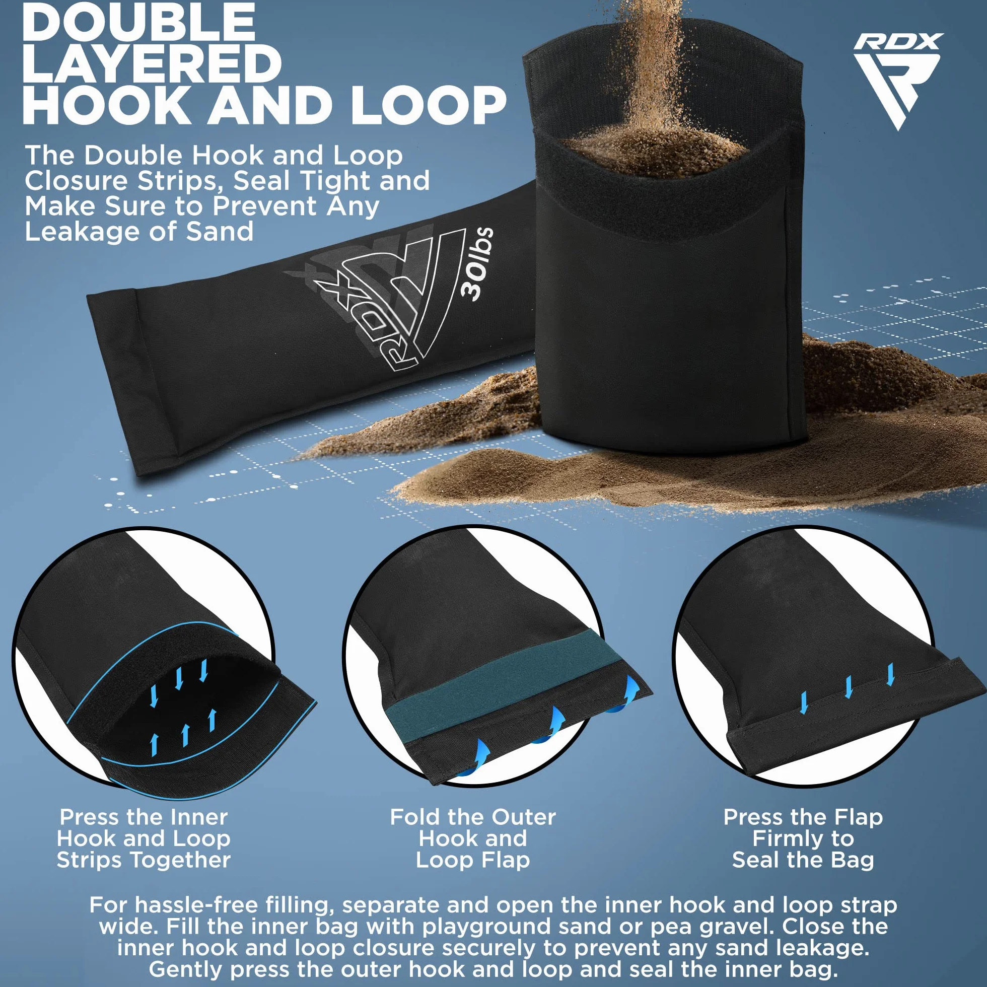 RDX Sandbag Fitness Sacca Allenamento, Regolabile Weights Power Bag con Maniglie per Powerlifting Sollevamento Pesi Functional Training, Migliorare Equilibrio Forza e Coordinazione