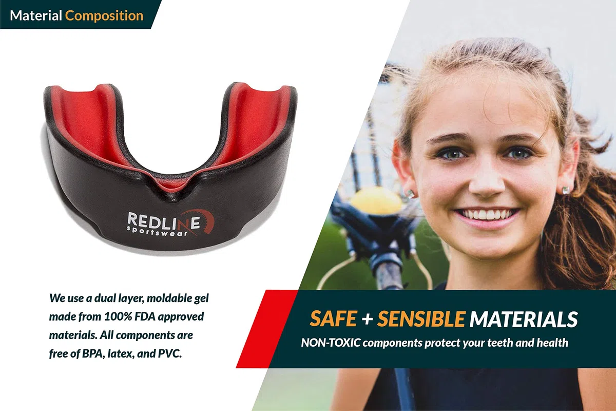 Redline Sportswear - Custom Fit Paradenti w/Vented Case - Protezione per tutti gli sport di contatto - Giallo & Nero -