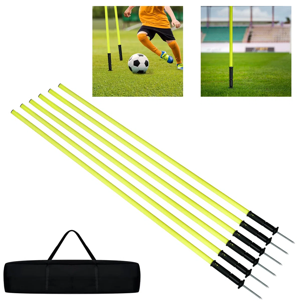 UISEBRT Slalom Poles - Set di aste da calcio, con custodia, per agilità e coordinazione