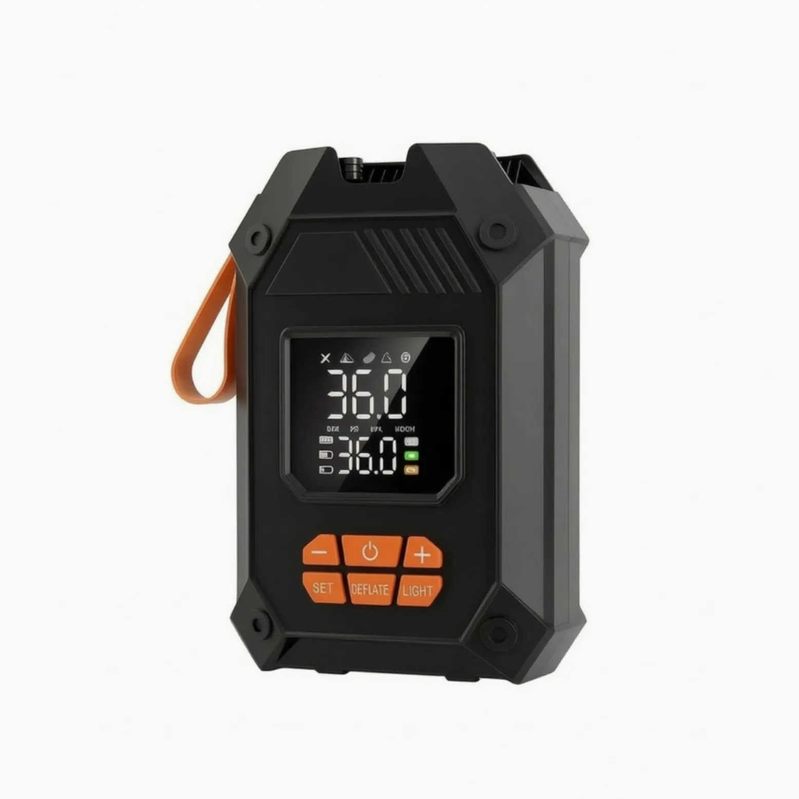 Gonfiatore Portatile con Display Digitale Gonfiatore Elettrico Portatile Automatico Pompa Elettrica con Ugelli per Campeggiatori, Sportivi, Campeggio, Array, Nero, 104 Con Cavo Nero