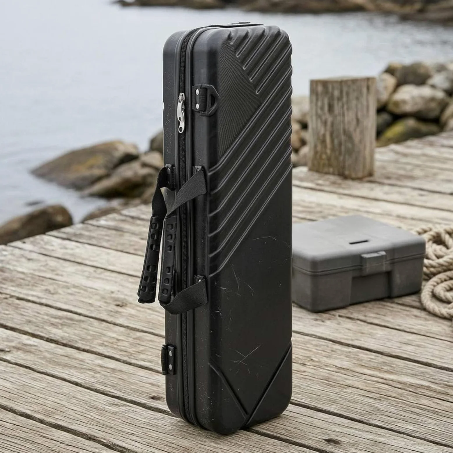 Custodia Rigida per Canna da Pesca Borsa Porta Canne Astuccio Portatackle Valigetta Impermeabile in con Tracolla Regolabile E Manico Adatta a Viaggi, Array, Nero, 95cm