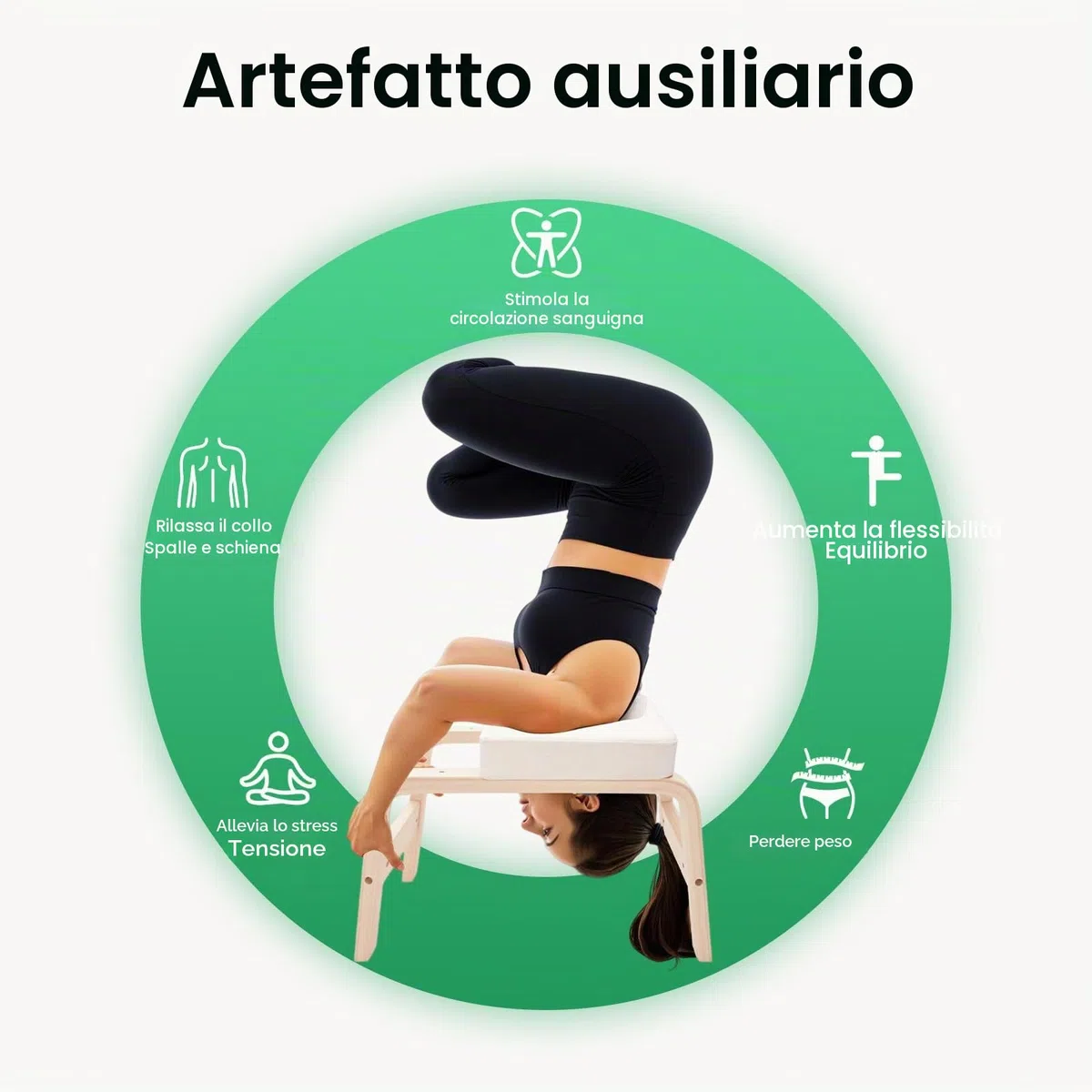 Yoga Sgabello - Headstand Bench - Inversione Chair - Wood and PU Pads