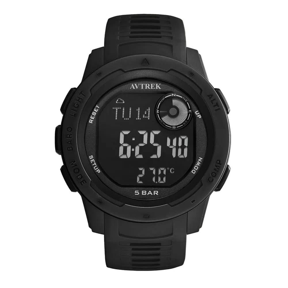 AVTREK Orologio sportivo digitale per adolescenti con altimetro e barometro, orologio da esterno, orologio sportivo impermeabile per esercito e militari (nero)