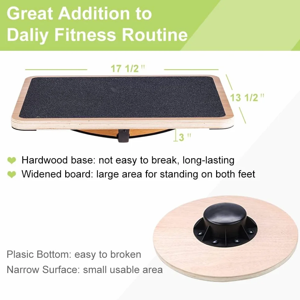 StrongTek Balance Board professionale in legno, Rocker Board, accessorio da scrivania in legno, tavola di bilanciamento per sotto la scrivania, rullo antiscivolo, forza del nucleo, stabilità, tavole