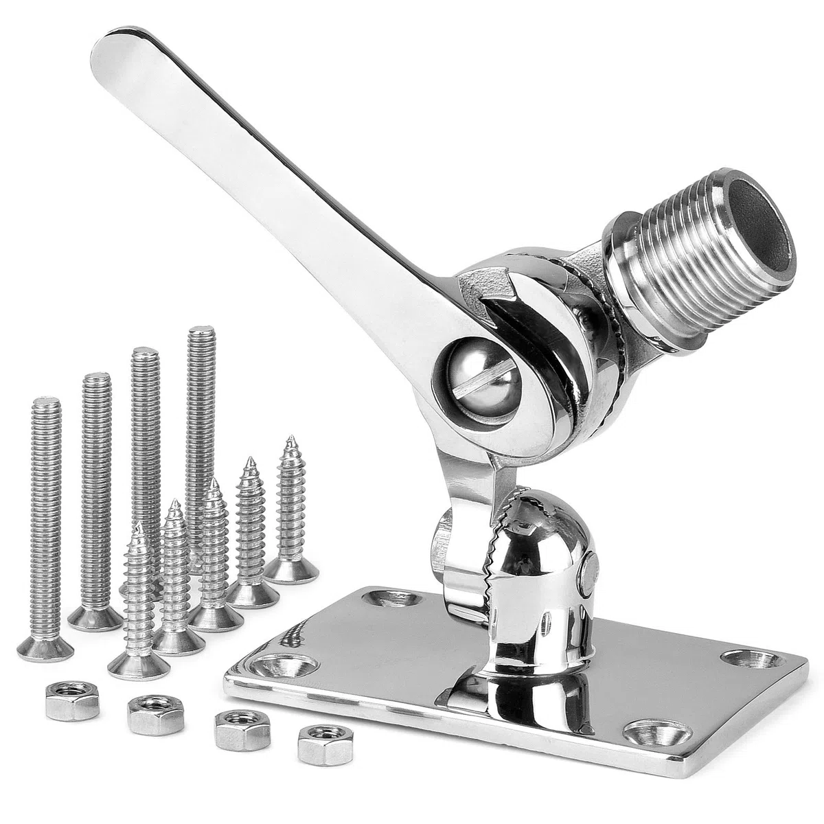 Supporto per antenna VHF, base regolabile VHF per barca, in acciaio inox 316, resistente, include accessori di installazione viti