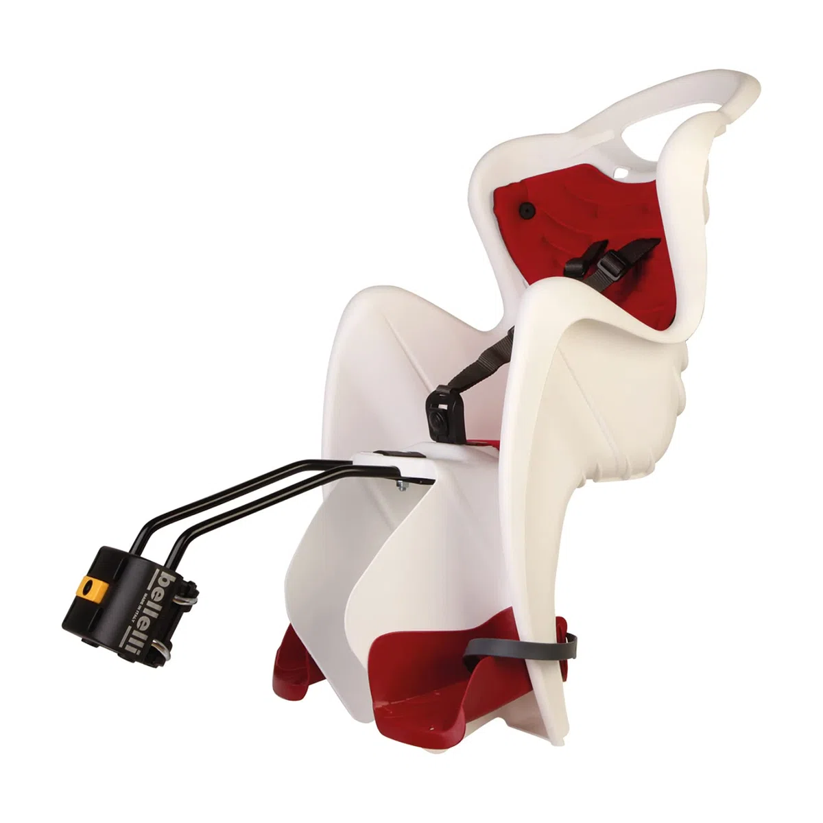 Bellelli Mr Fox - Seggiolino Posteriore per Bicicletta - per Bambini fino a 22 kg, da 3 a 8 anni - si Fissa al Telaio - Bianco e Rosso