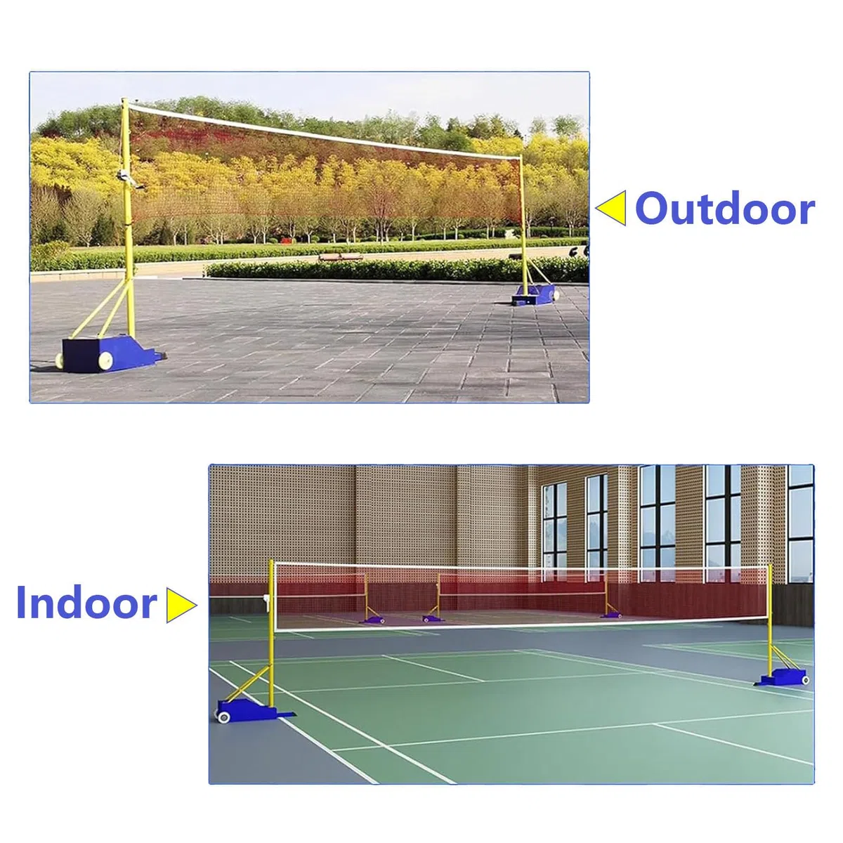 Bastoni da pallavolo, pali portatili per badminton, attrezzatura da allenamento sportiva autoportante per campo, spiaggia, scuola, facili da spostare