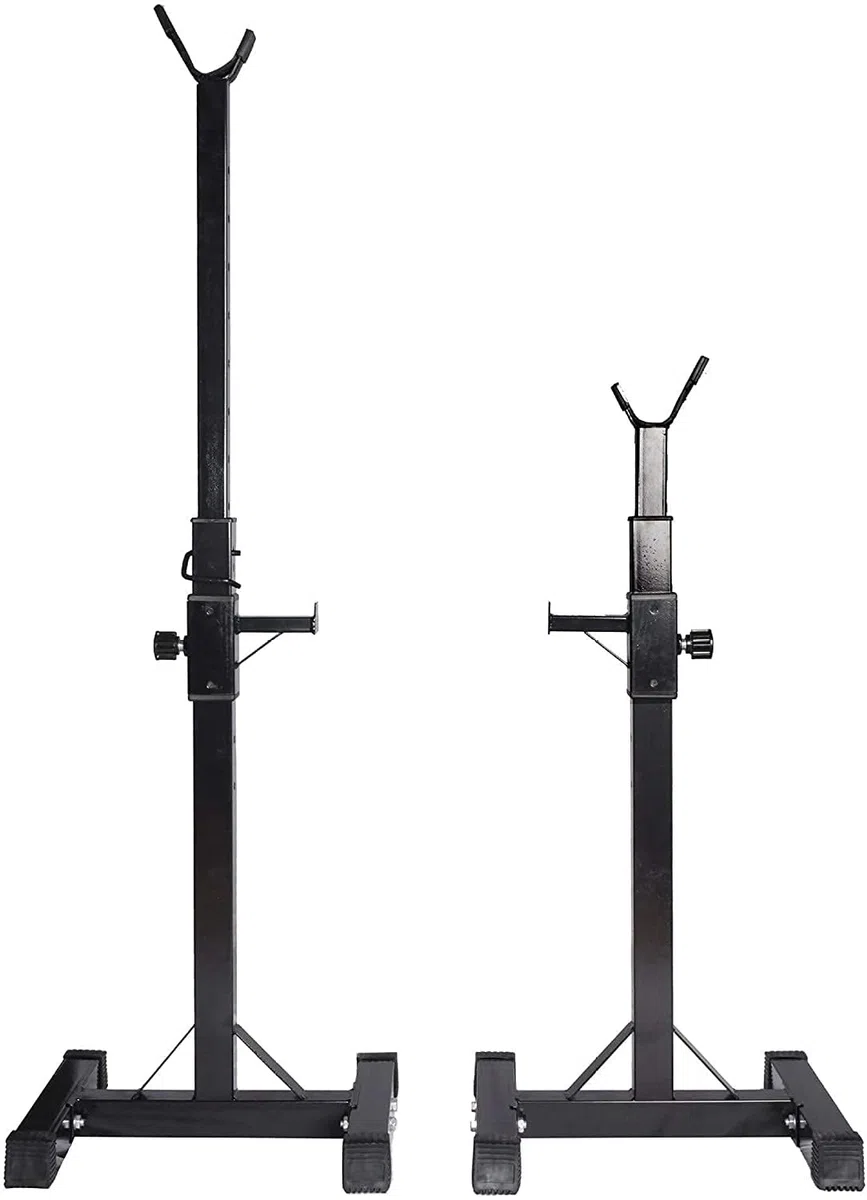 Supporto Squat Rack Regolabile 200 kg | Cavalletti per Bilanciere Altezza e Larghezza Regolabili per Home Gym e Panca