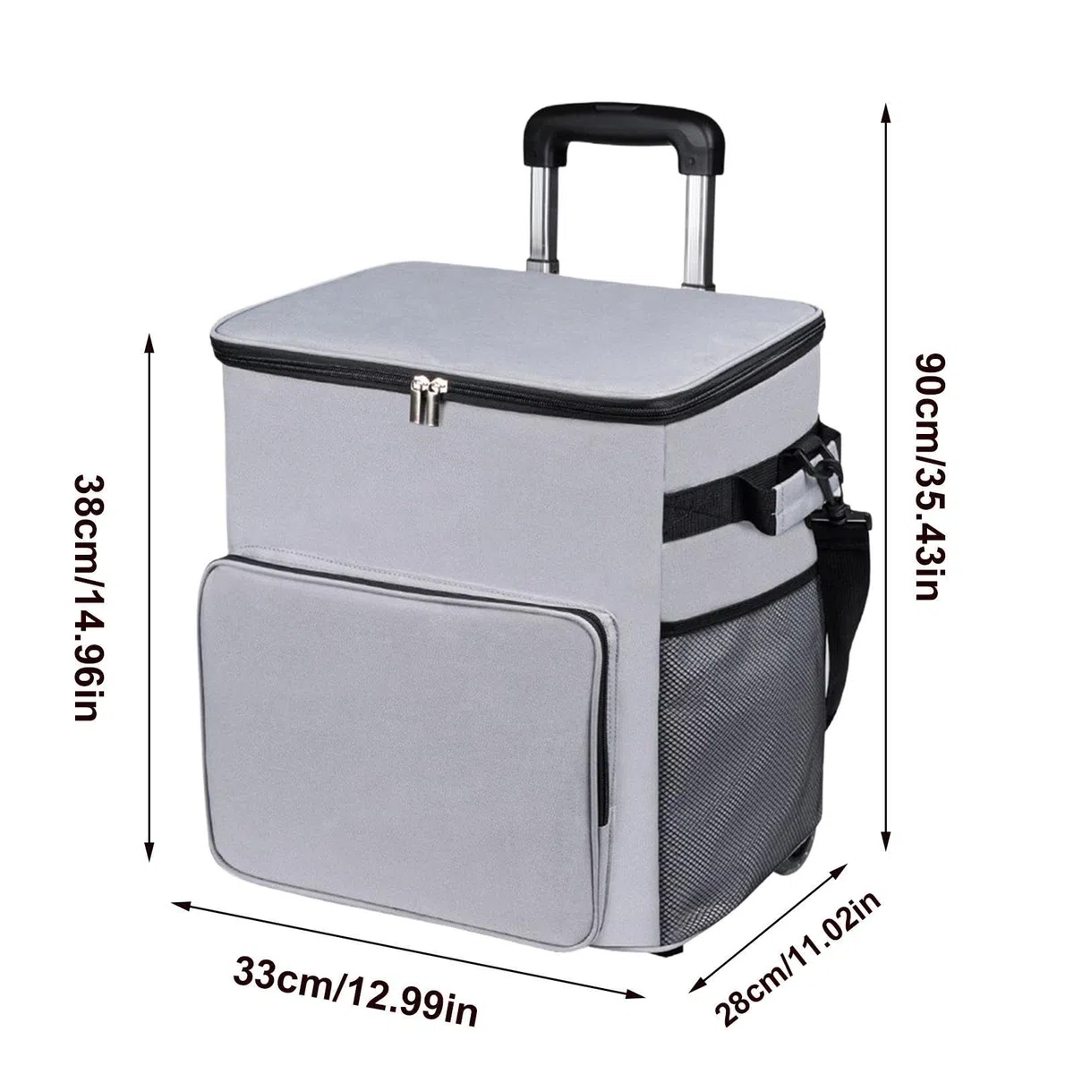 Borsa Frigo con Ruote Borsa Termica Morbida | Borsa Termica 35L Impermeabile con Maniglia e Carrello per Viaggio Spiaggia Campeggio Shopping Picnic