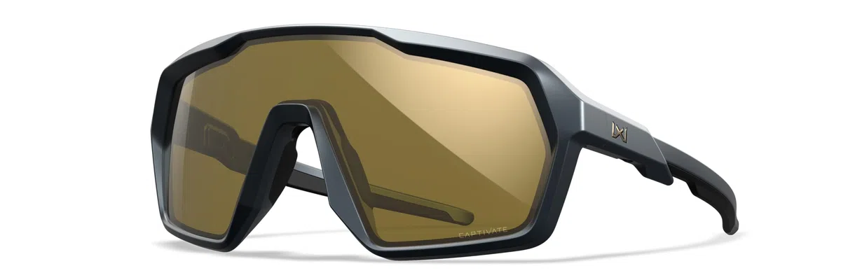 Wiley X Citadel Shield, occhiali da sole di sicurezza per uomini e donne, protezione UV per tiro, pesca e ciclismo, montatura grigio grafite opaca, lenti a specchio oro