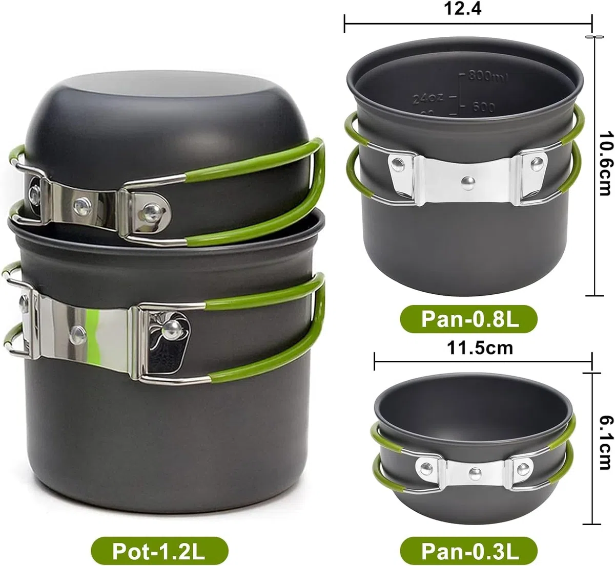 Pentole da Campeggio,9 Pezzi Set di Gavetta Campeggio,Kit Pentole Cucina per Campeggio con Fornello da Campeggio,Tazza,Posate Pieghevoli,Moschettone,Ideale per Picnic Escursioni Pesca Barbecue