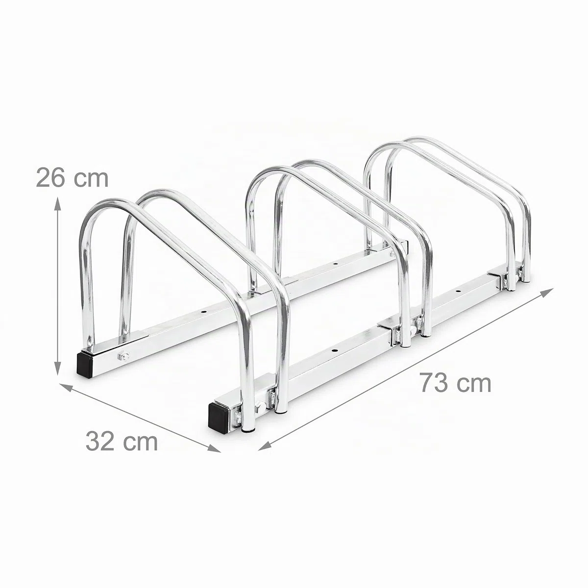 Relaxdays Stand Portabici per 3 Biciclette, Montaggio alla Parete e al Pavimento, Misure HxLxP: 26 x 73 x 32 cm, Argento