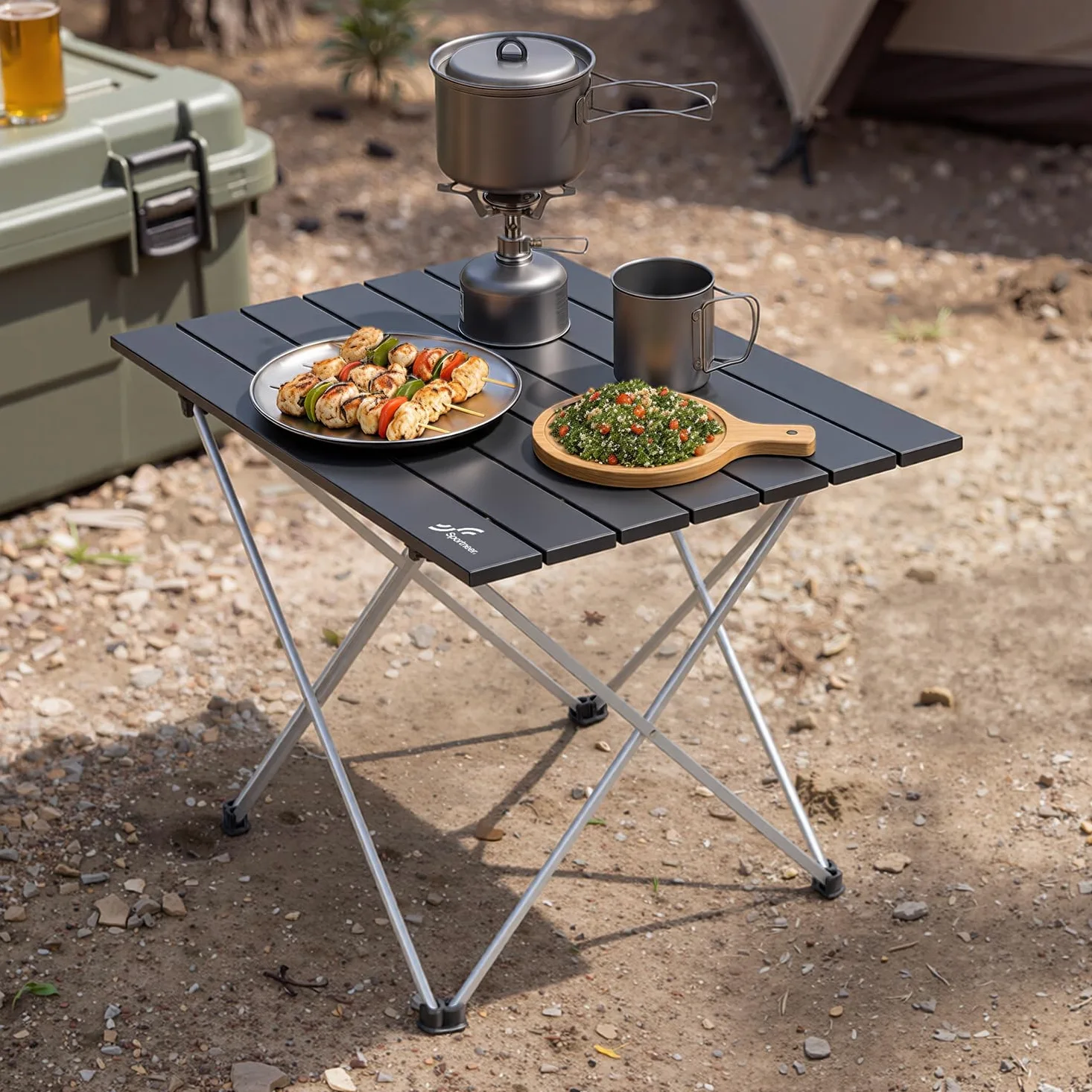 Sportneer Tavolino Pieghevole, Tavolino Pieghevole In Alluminio Portatile, Tavolo Pieghevole Campeggio Per Picnic, Campeggio, Spiaggia, Escursionismo, Viaggi