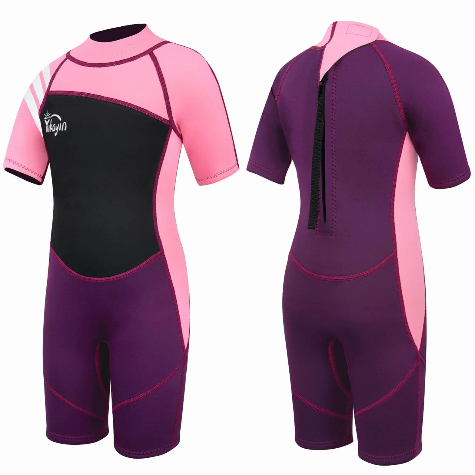 Muta corta in neoprene per bambini, 2,5 mm, per ragazzi e ragazze, termicamente UV, chiusura lampo per corsi di nuoto, immersioni, surf, snorkeling