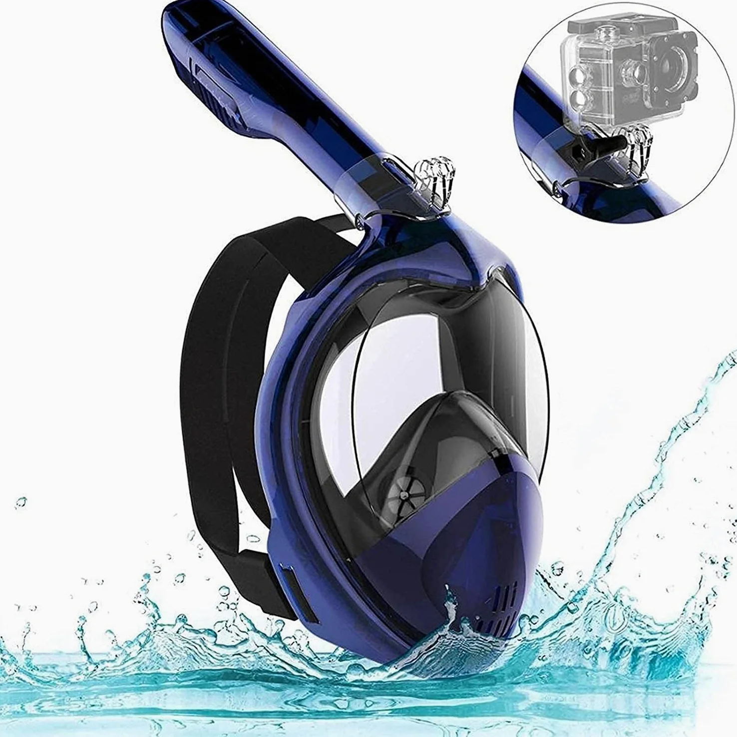 Maschera Subacquea, Maschere per Lo Snorkeling, Antiappannamento, Integrale, per Lo Snorkeling, Nuoto, Attrezzatura per Donne, Uomini E Bambini, Grande, Grande（Black-S/M）