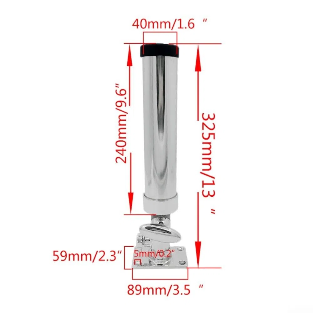 Porta canna da pesca, regolabile in acciaio inox 316 | Monte, Base quadrata stabile per barca Marine Yacht per kayak per canoa Rafting Accessori