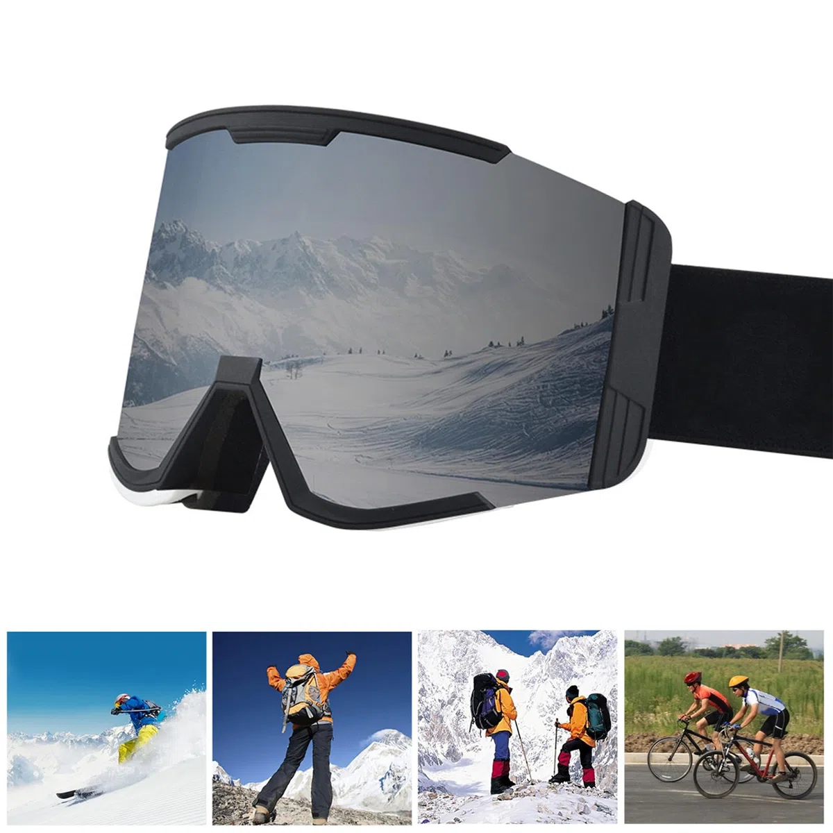 Protezioni UV Anti Nebbia Lente Occhiali Da Neve Grande Visione Pattinaggio Occhiali Da Sci per Uomini Donne Neve Snowboard Sport All'aperto