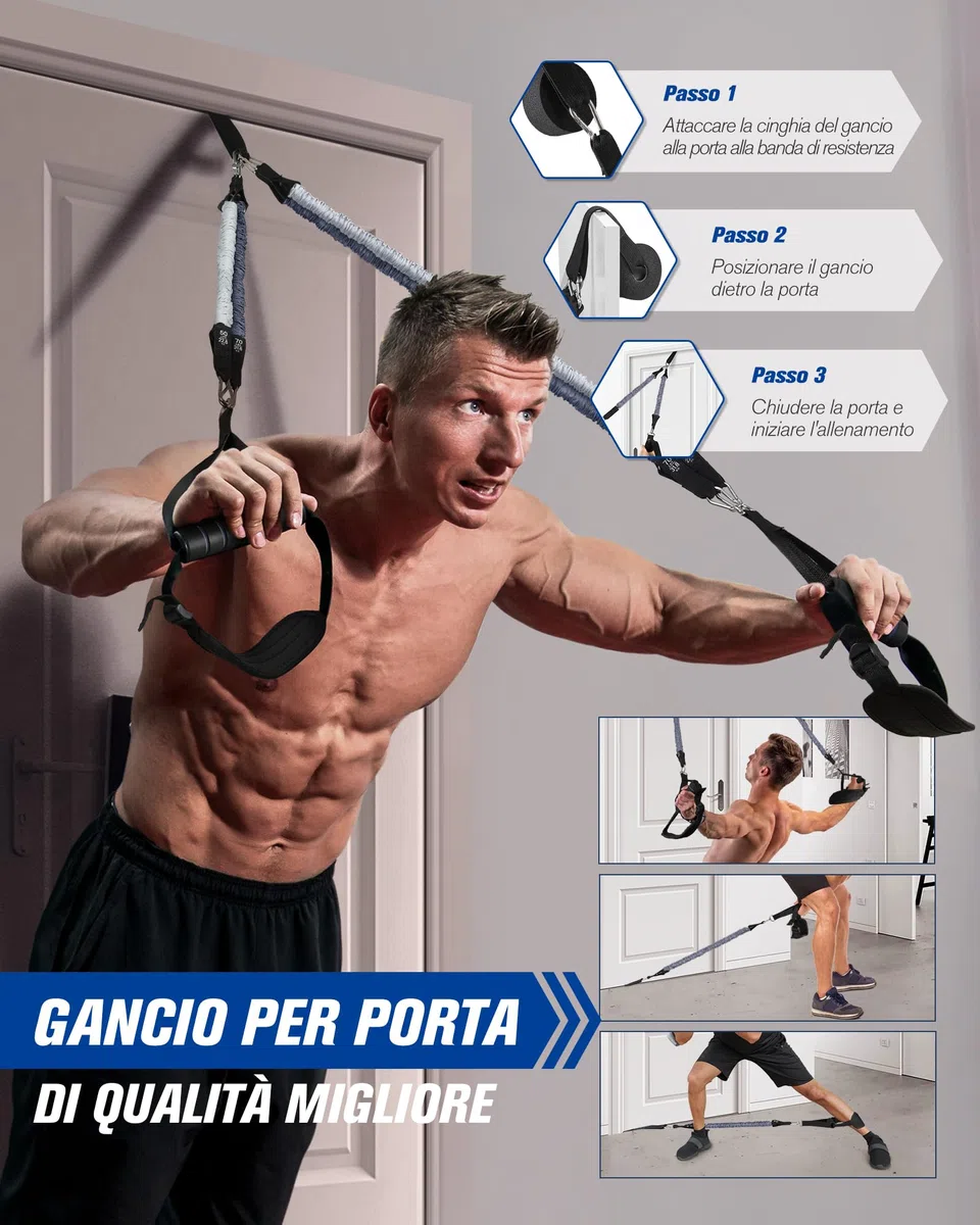 AlongSong Set Pilates con Fasce Elastiche (20-360 LBS), Barra Pilates a 3 Sezioni e Manuale di Istruzioni, Set Multifunzionale e Portatile per Il Fitness a Casa per Allenamenti in Famiglia